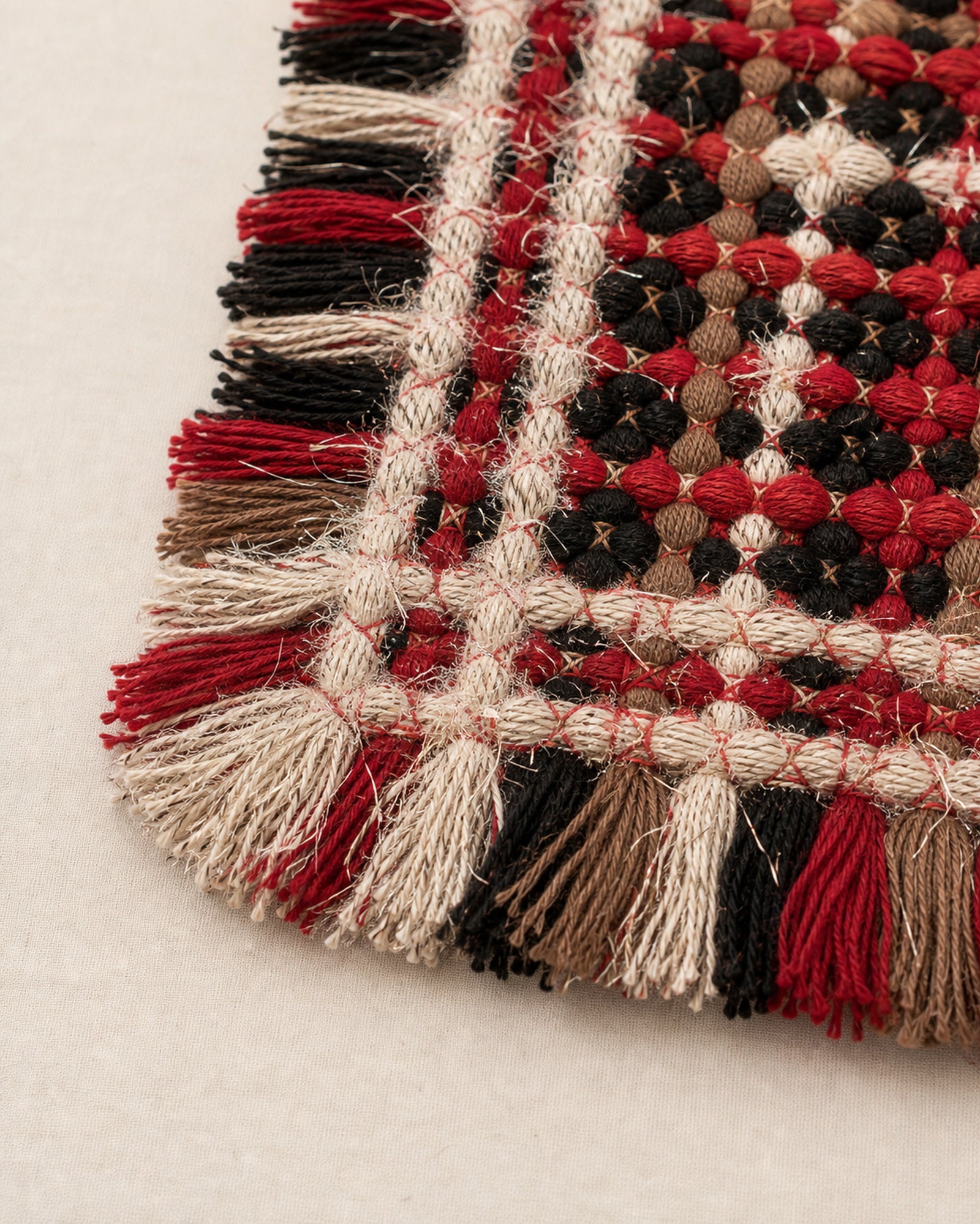 Quieted No.002 - Oat Morning Handwoven Chair Pad, 45cm - detail view