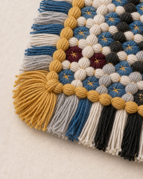Quieted No.003 - Still Harbor Handwoven Chair Pad, 45cm - detail view