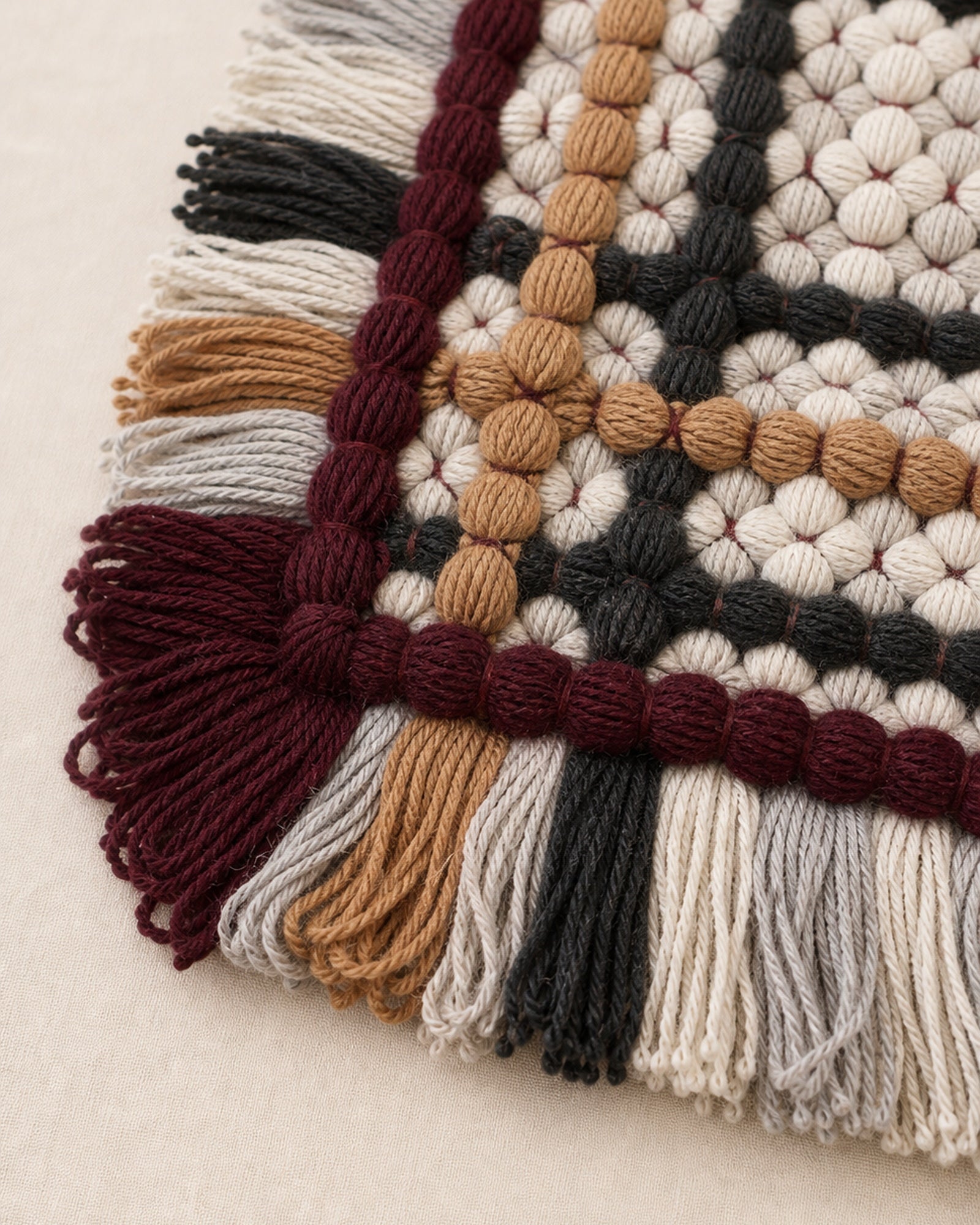Quieted No.004 - Woven Ember Handwoven Chair Pad, 45cm - detail view