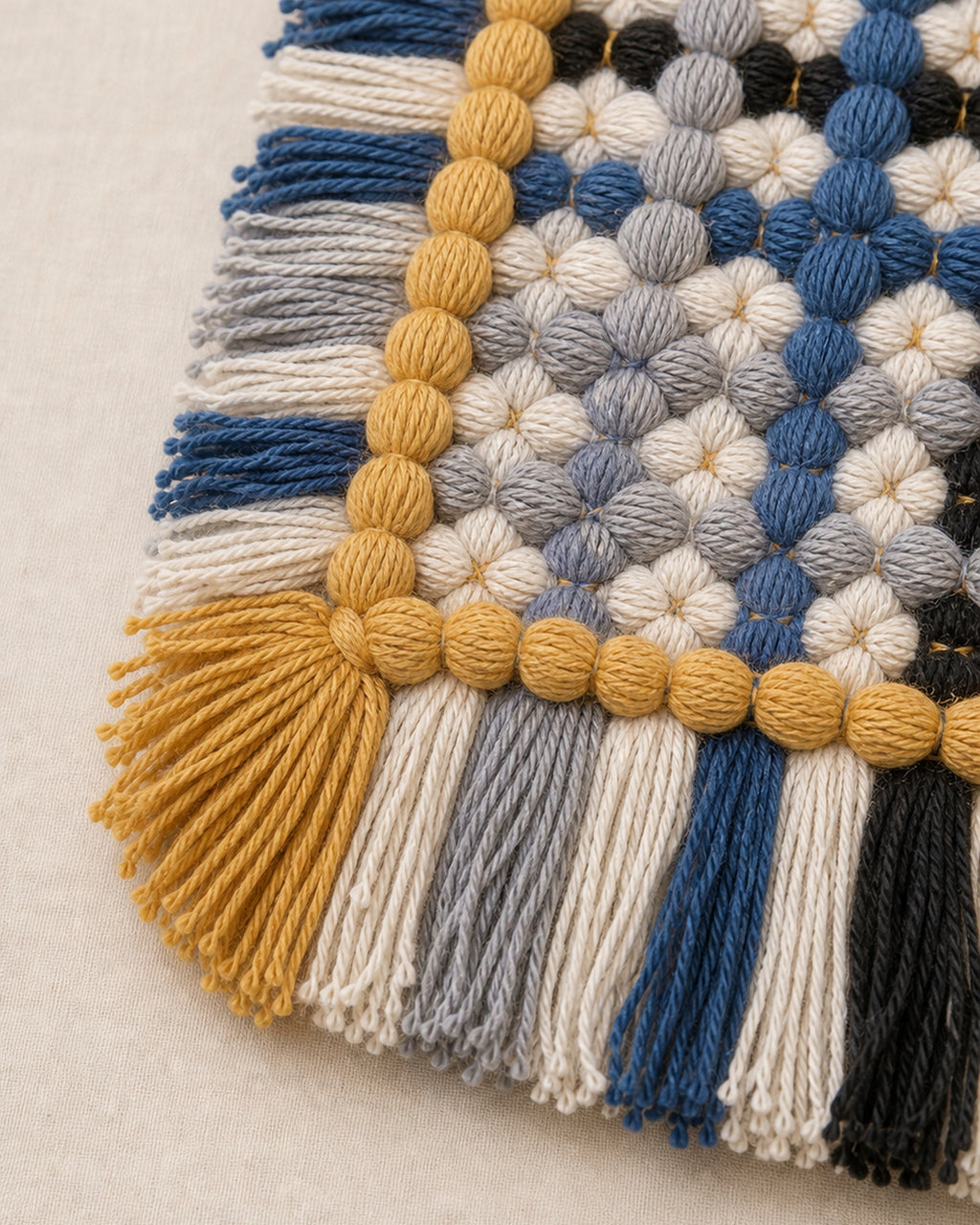 Quieted No.006 - Muted Garden Handwoven Chair Pad, 45cm - detail view