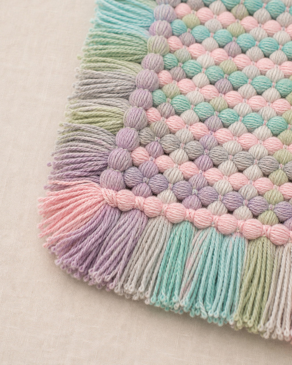 Quieted No.007 - Warm Trace Handwoven Chair Pad, 45cm - detail view