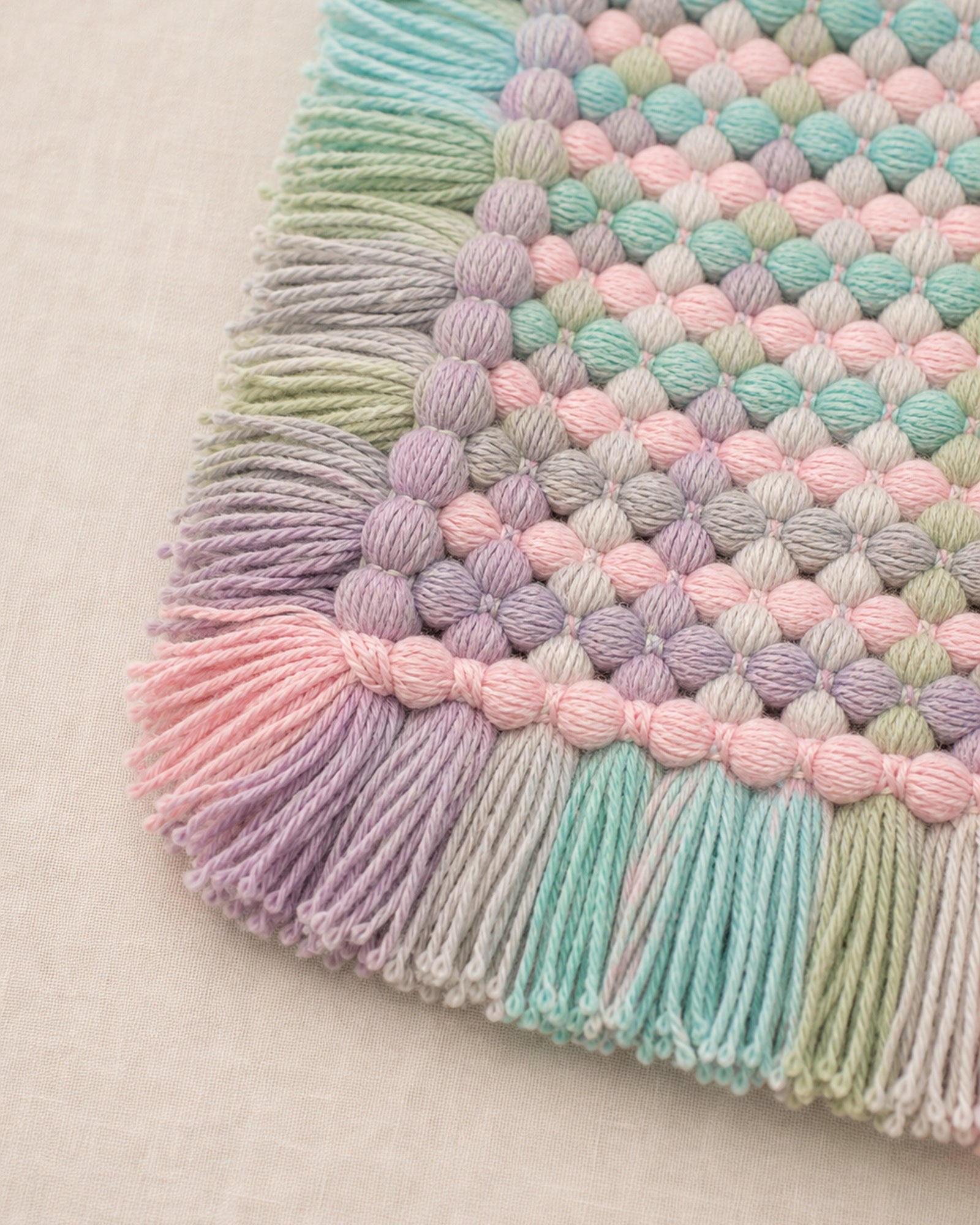 Quieted No.007 - Warm Trace Handwoven Chair Pad, 45cm - detail view