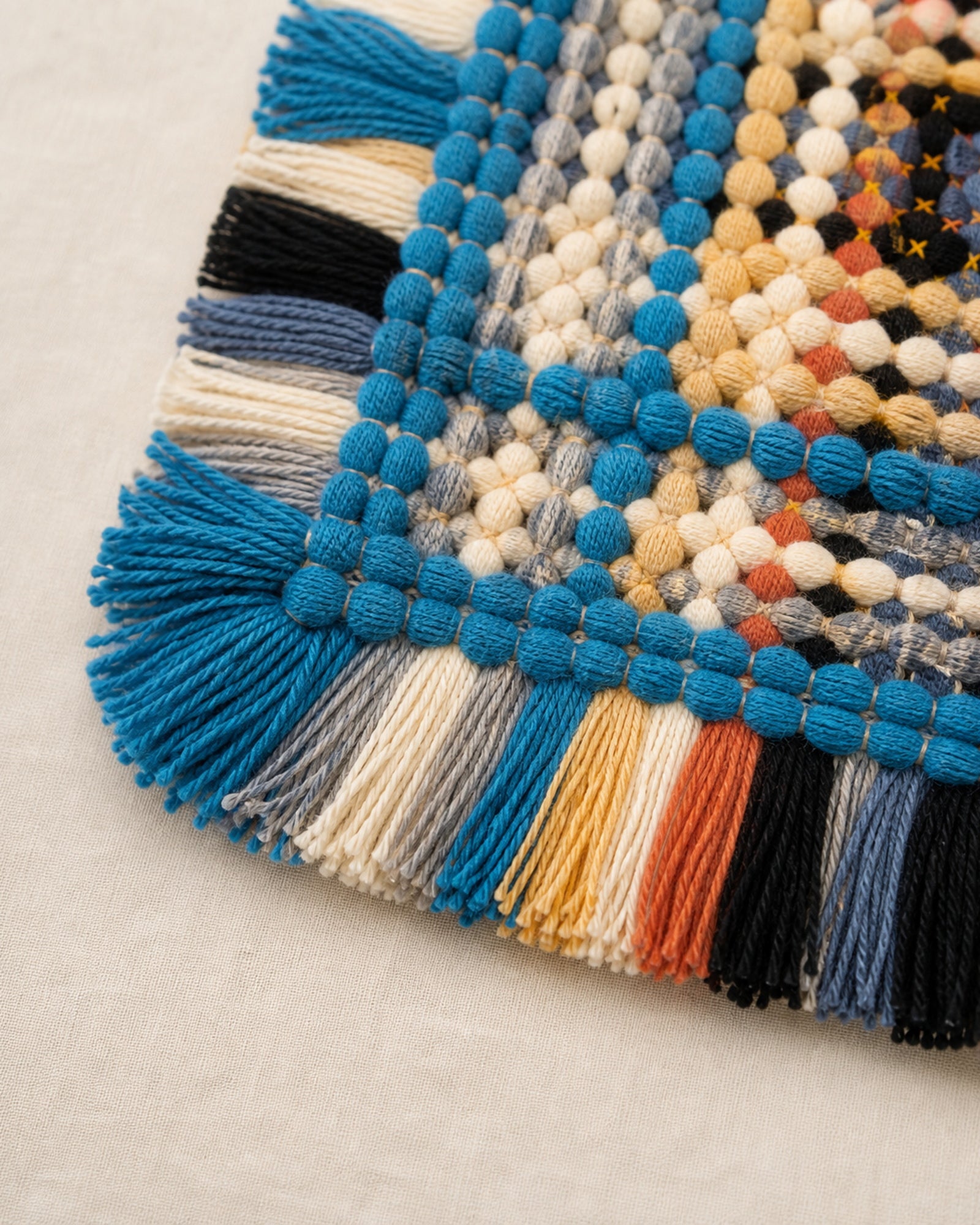 Quieted No.008 - Low Sun Handwoven Chair Pad, 45cm - detail view